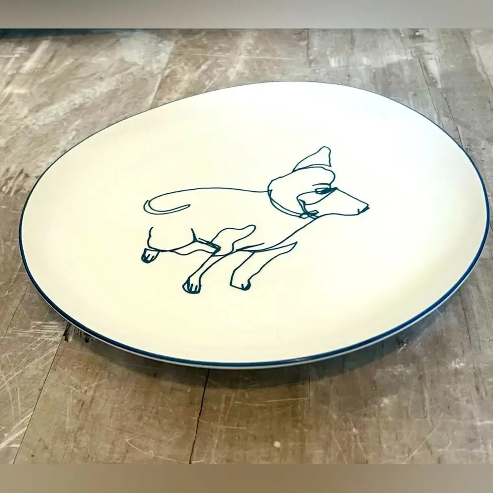 West Elm salad plate abstract dog by Frank Millero